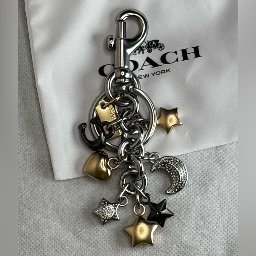 NWOT Coach Star Cluster Bag Charm, Keychain Silver, Multi CDB59 w Dustbag - Picture 3 of 3